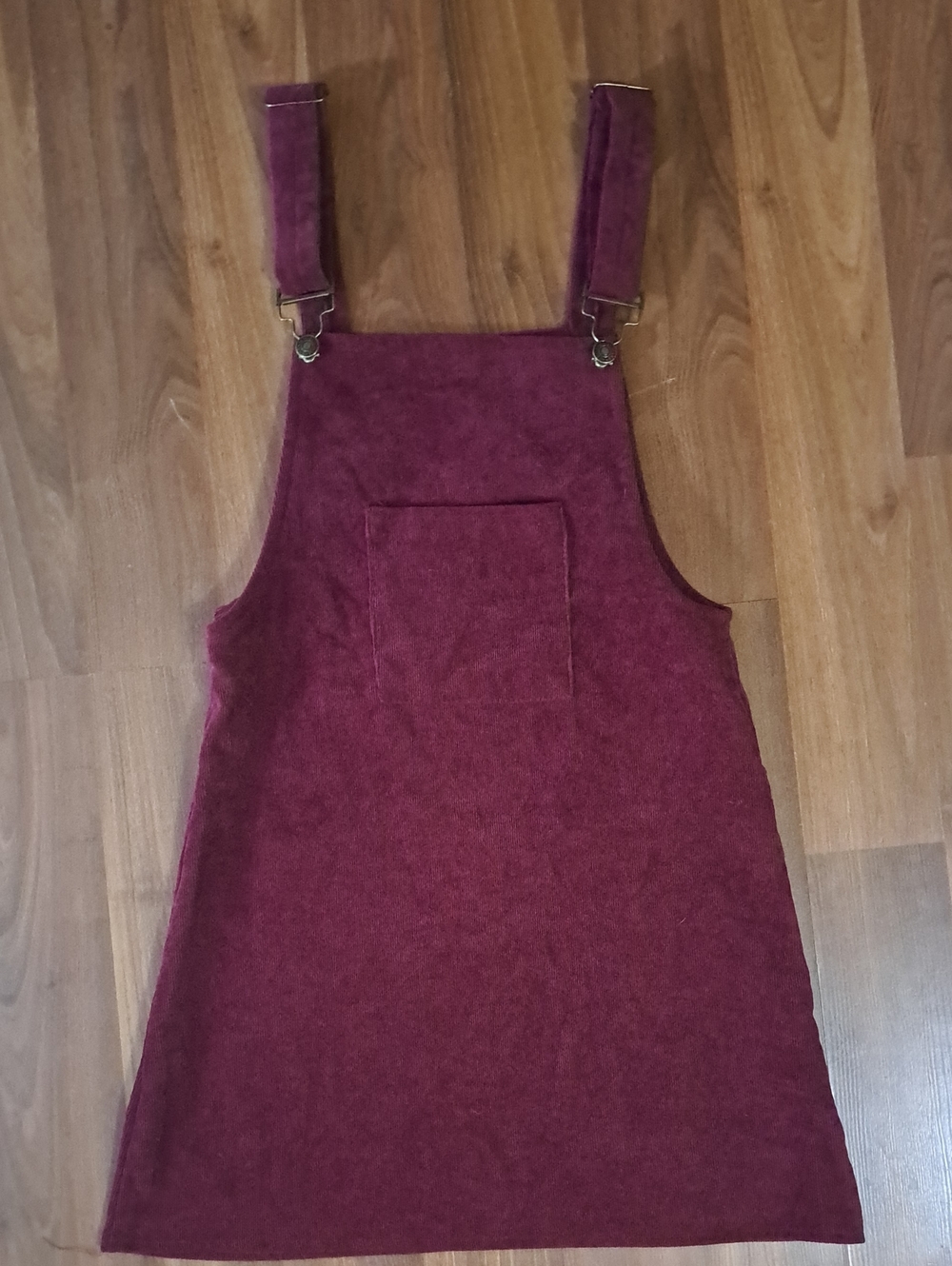 SHEIN Burgundy Pinafore Jumper Dress with Front Pocket Overalls
